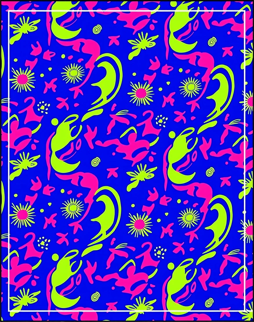 Vibrant Neon Abstract Organic Shapes Rug