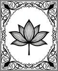 Elegant Black Lotus Frame Rug