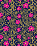 Vibrant Pink Floral Navy BackgroundRug Rug
