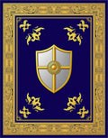 Royal Blue Golden Shield Emblem Rug