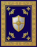 Royal Blue Golden Shield Emblem Rug