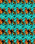 Bold Orange Black Abstract Swirl Rug