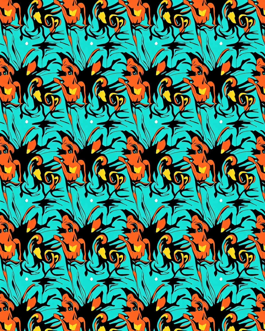 Bold Orange Black Abstract Swirl Rug