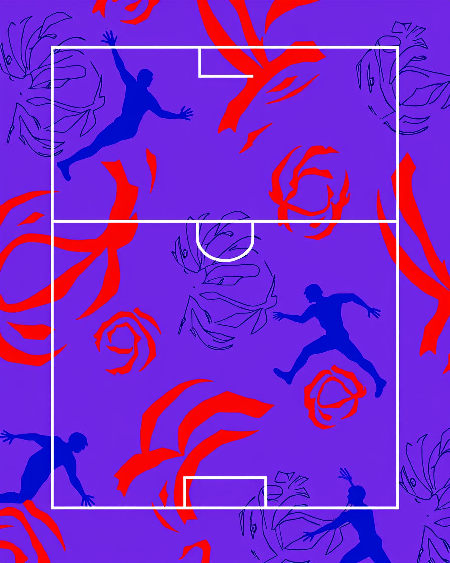 Bold Purple Football Players Floral Rug