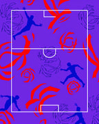 Bold Purple Football Players Floral Rug