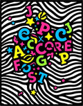 Neon Alphabet Stars Zebra Stripes Rug