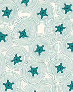 Teal Turtle Circles Line Artwork Rug