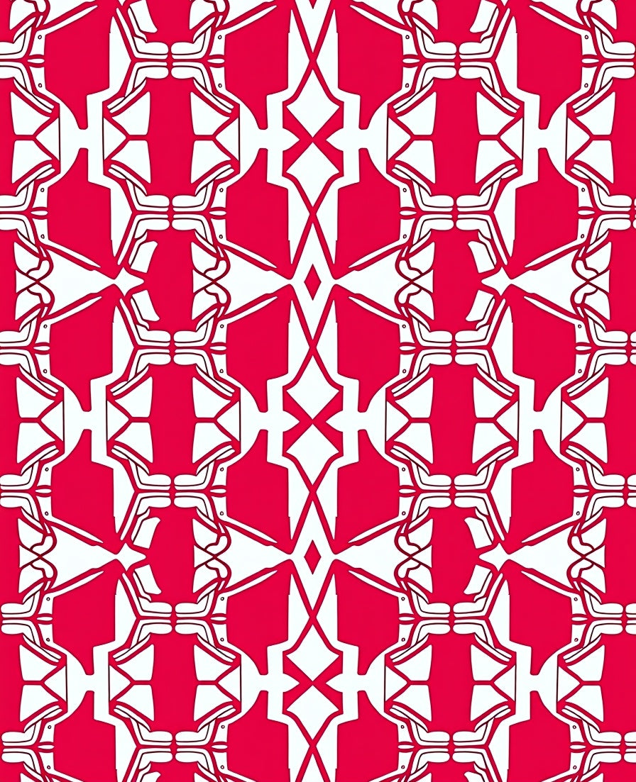 Crimson White Geometric Lattice Rug