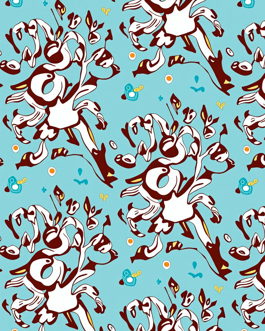 Whimsical Blue Floral Whirling Forms Rug
