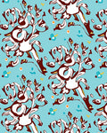 Whimsical Blue Floral Whirling Forms Rug