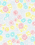 Whimsical Pink Blue Yellow Abstract Shapes Rug