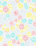 Whimsical Pink Blue Yellow Abstract Shapes Rug