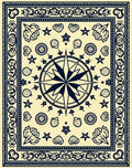 Navy Blue Nautical Star Seashell Scatter Rug
