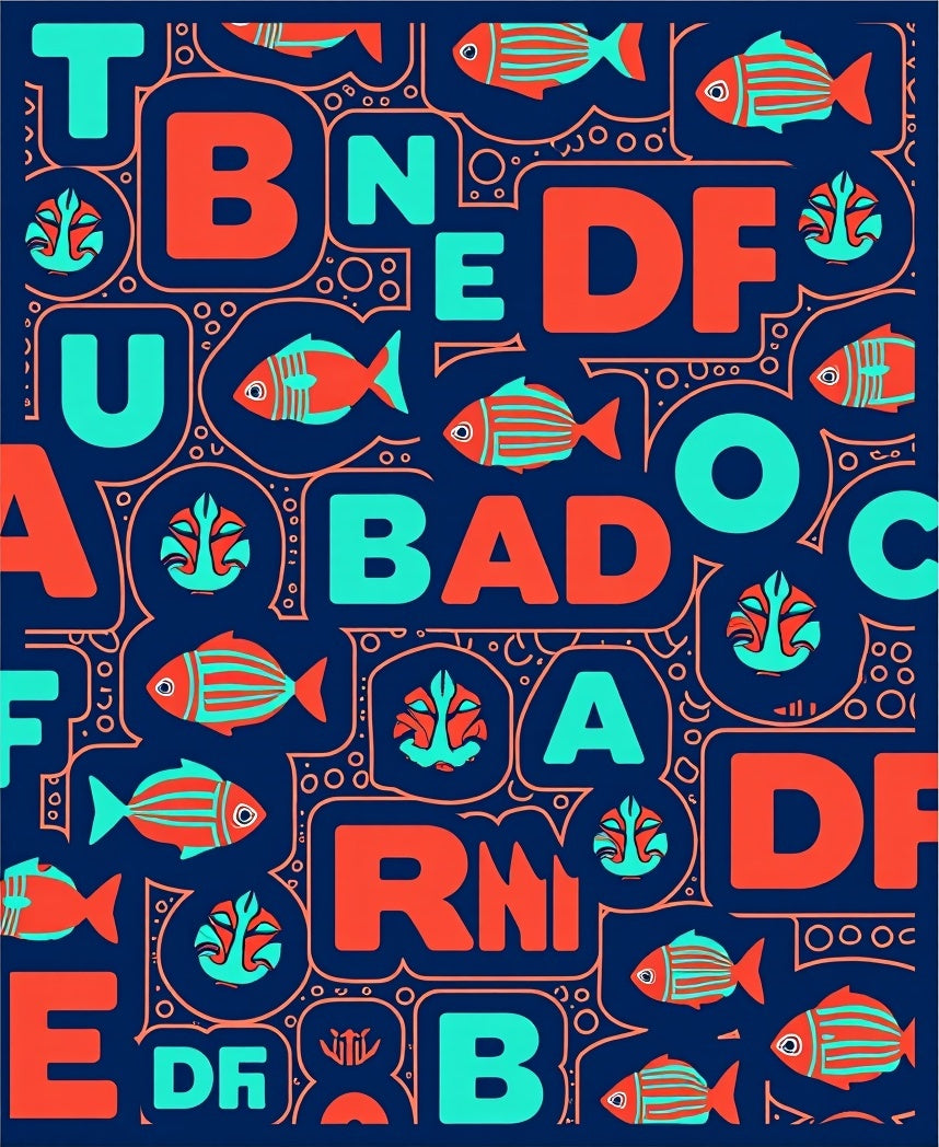 Coral Fish Alphabet Collage Rug