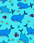 Blue Whales Under Ocean Waves Rug