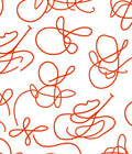 Red Abstract Continuous Line Swirls Rug