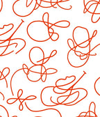 Red Abstract Continuous Line Swirls Rug