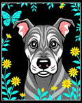 Gray Hound Butterflies Yellow Flowers Rug