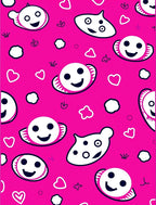 Pink Happy Faces Whimsical Shapes Rug