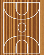 Wooden Basketball Court Lines Rug