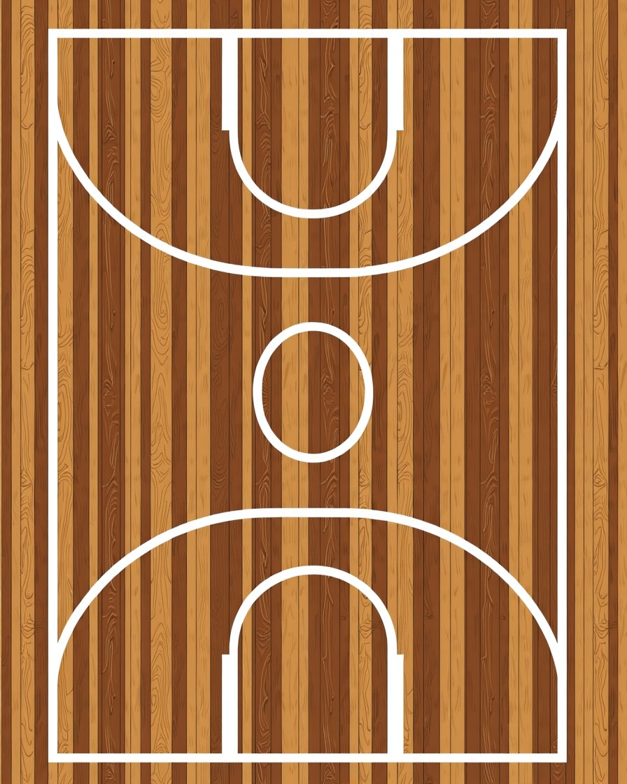 Wooden Basketball Court Lines Rug
