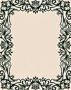 Dark Green Floral Scroll Border Rug