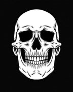 Bold Black Skull Graphic Rug