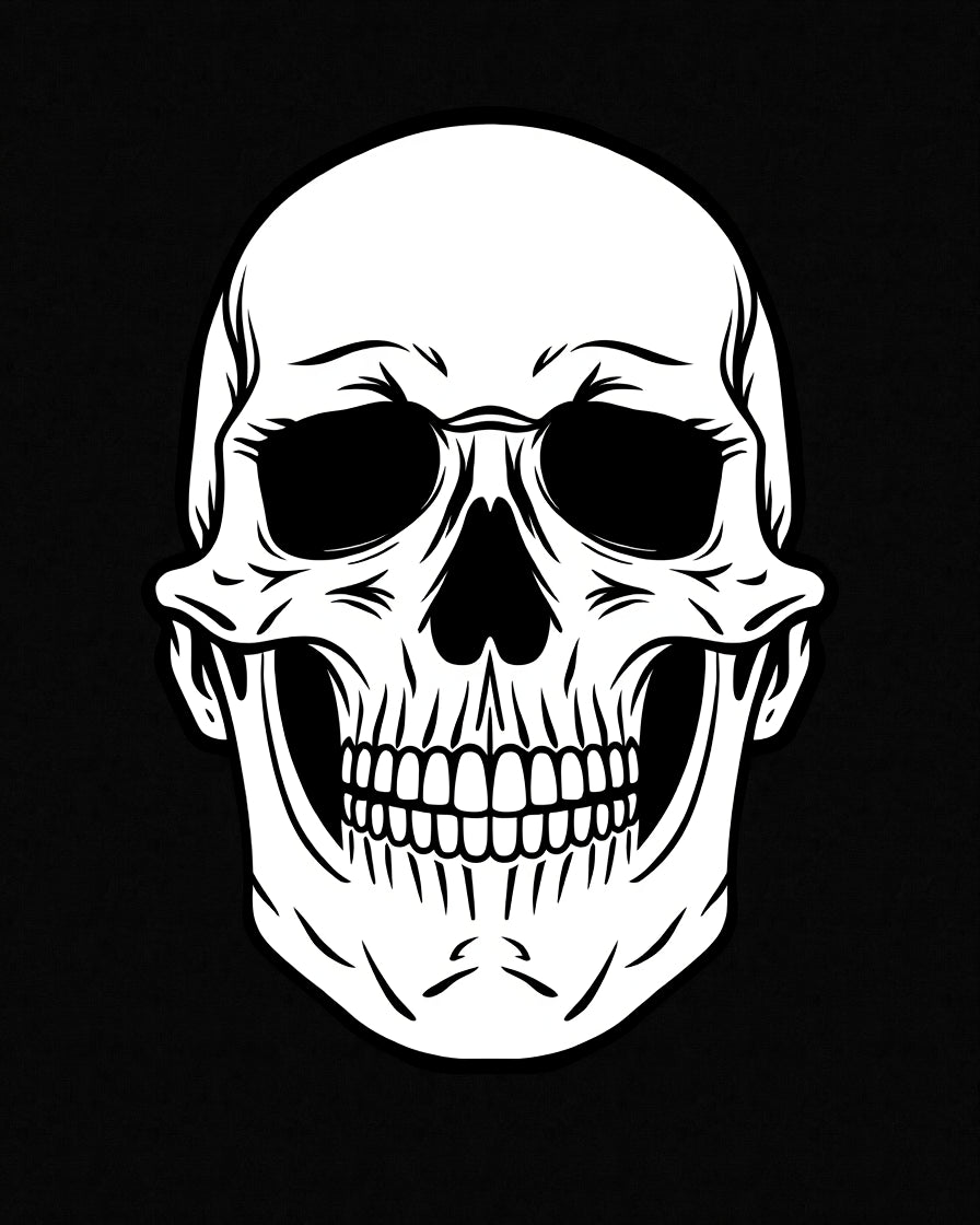 Bold Black Skull Graphic Rug