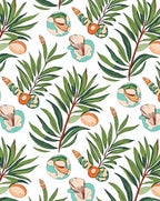 Emerald Green Tropical Foliage Shell Cluster Rug