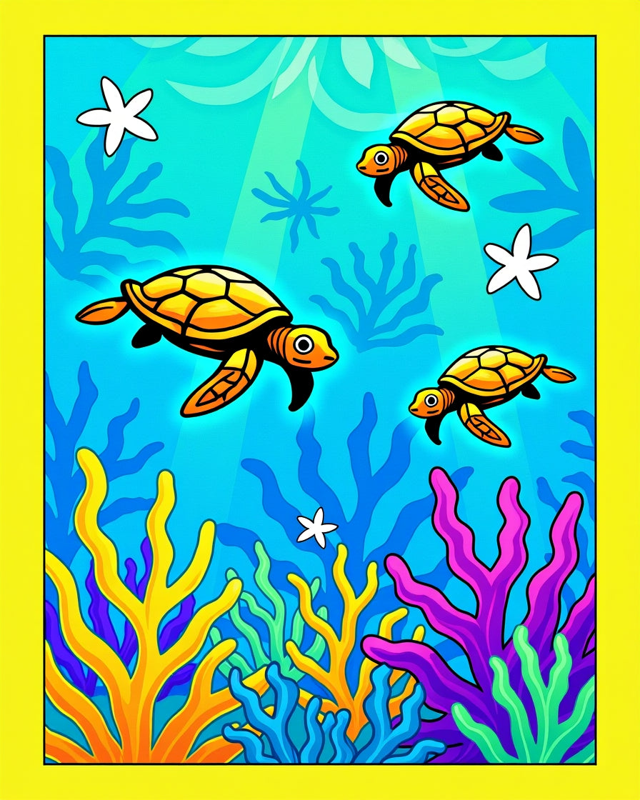 Underwater Turquoise Sea Turtle Coral Reef Rug