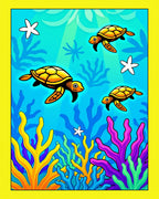 Underwater Turquoise Sea Turtle Coral Reef Rug
