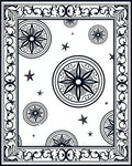 Nautical Black Starburst Medallion Border Rug
