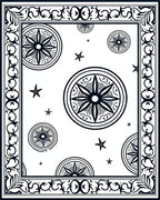 Nautical Black Starburst Medallion Border Rug