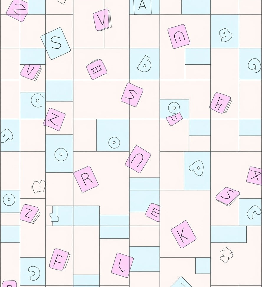 Pastel Alphabet Grid Game Rug