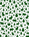Green Forest Bunnies Christmas Trees Rug