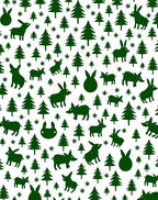 Green Forest Bunnies Christmas Trees Rug
