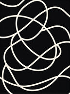 Modern Black White Abstract Swirl Rug