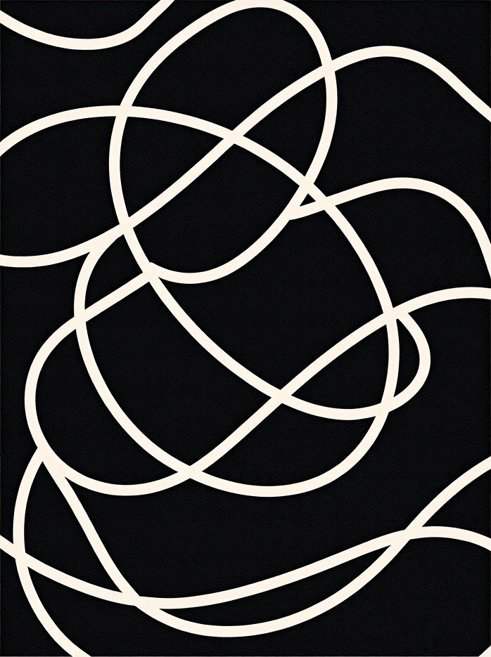 Modern Black White Abstract Swirl Rug