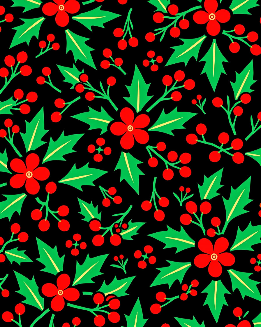 Scarlet Red Holly Berry Garland Rug
