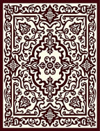 Ornate Crimson and Cream Medallion Rug