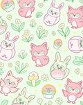 Pink Cartoon Animals Easter Floral Rug