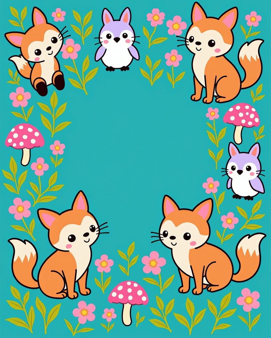Whimsical Foxes And Forest Friends Rug