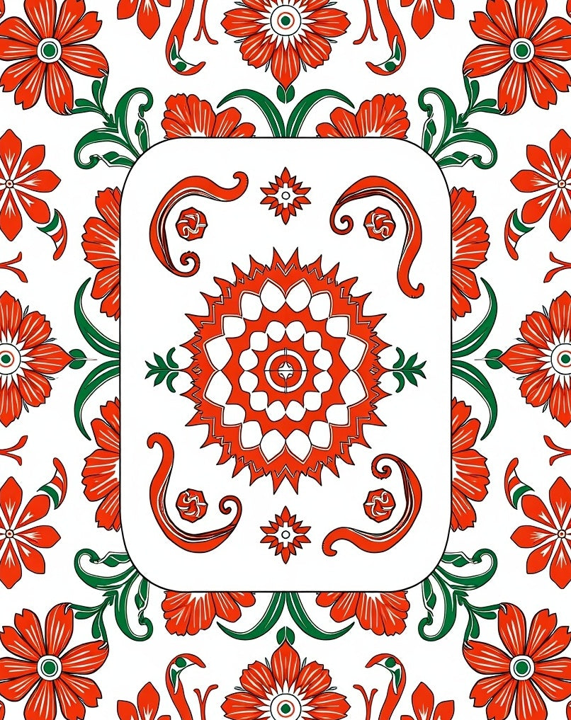 Bold Orange Bloom Garden Medallion Rug