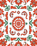 Bold Orange Bloom Garden Medallion Rug