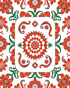 Bold Orange Bloom Garden Medallion Rug