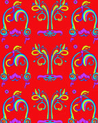 Vibrant Rainbow Scrollwork Flora Rug