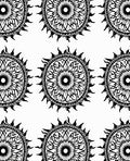Black White Sunburst Mandala Rug