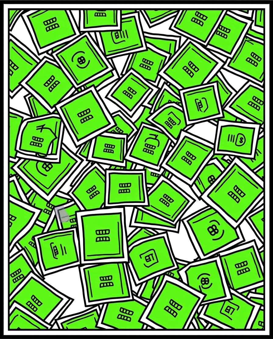 Neon Green Stacked Squares Artwork Rug