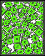 Neon Green Stacked Squares Artwork Rug