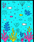 Aqua Marine Life Coral Fish Rug